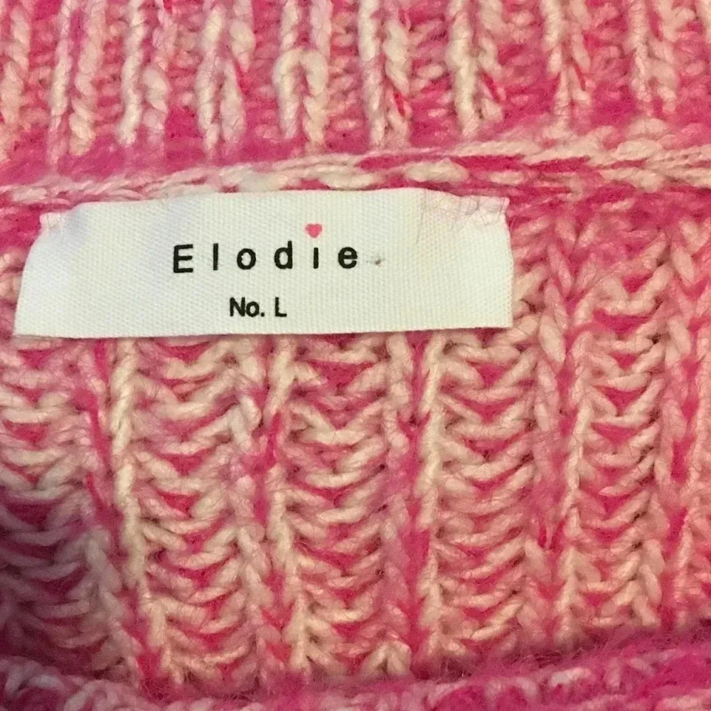 Elodie Women's Size Large Pink Speckled Knit Long Sleeves Pullover Sweater